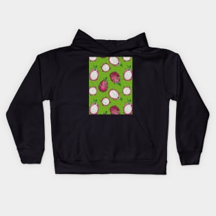 Red dragon fruit on green Kids Hoodie